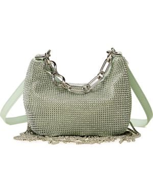 Twinset 'Mini Croissant' Rhinestone Bag With Fringes - Green