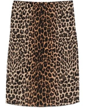 Saint Laurent Animal-Print Skirt - Black