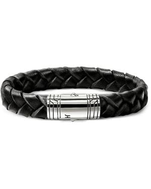 John Hardy Sterling Leather Braided Bracelet - Black