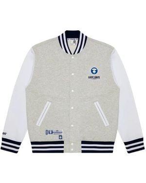 Aape By A Bathing Ape Moonface Patch Logo Baseball Jacket - White
