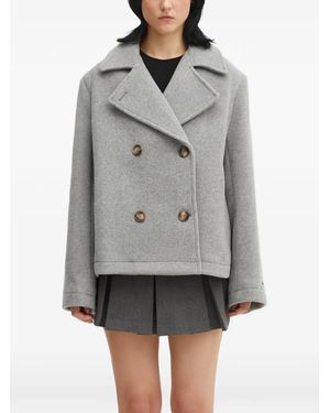 Lacoste Wool Double-Breasted Short Coat - Grey