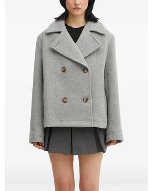 Lacoste Wool Double-Breasted Short Coat - Grey