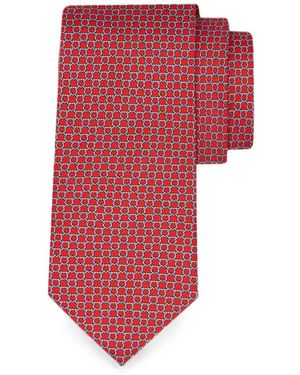 Ferragamo Link Print Silk Tie - Red