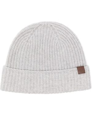 Eleventy Ribbed-Knit Beanie - White