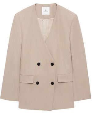 Anine Bing Maron Double-Breasted Blazer - Natural
