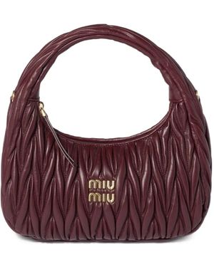 Miu Miu Wander Leather Tote Bag - Purple