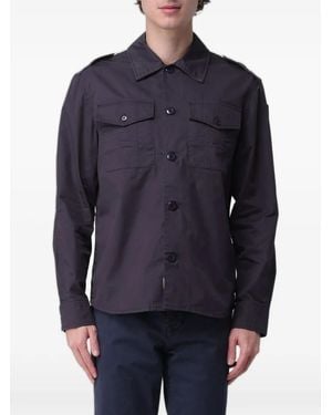 Blauer Button-Up Chest-Pocket Shirt - Blue