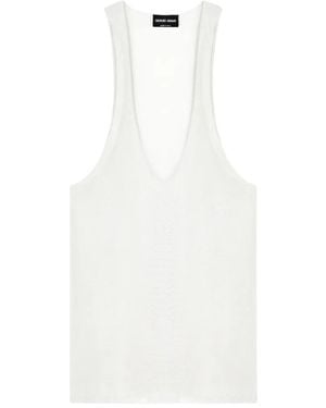 Giorgio Armani Fine-Knit V-Neck Tank Top - White