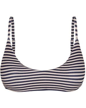 Lenny Niemeyer Striped Scoop-Neck Bikini Top - Blue