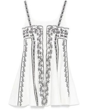 Maje Embroidered-Strap Mini Dress - White
