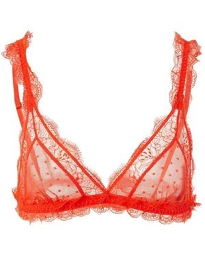 Love Stories Lace-Trim Polka-Dot Bra - Red