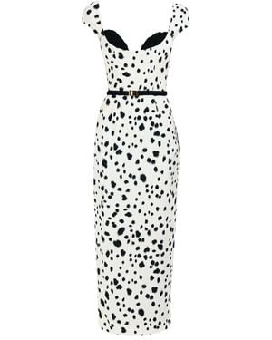 ROWEN ROSE Jurk Met Dalmatiër-Patroon En Ceintuur - Wit