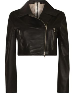 S.W.O.R.D Cropped Zip-Front Leather Jacket - Black