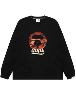 Aape By A Bathing Ape Moonface T-Shirt Met Camouflage-Print - Zwart