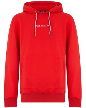 Paul & Shark Logo-Print Drawstring Hoodie - Red