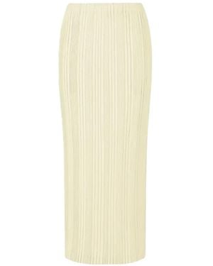 Issey Miyake Falda Midi Plisada - Blanco