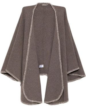 N.Peal Cashmere Milano Stitch Trim Cape - Brown
