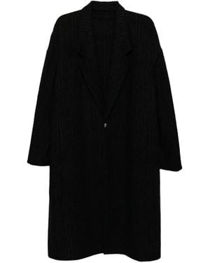 DEVOA Pinstripe Wool Coat - Black