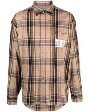 VTMNTS Plaid-Check Long-Sleeve Shirt - Brown