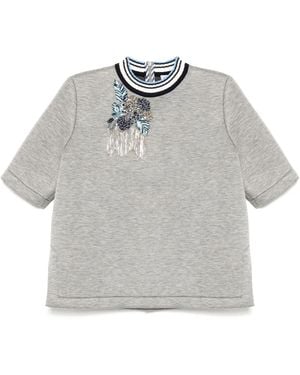 Dice Kayek T-Shirt À Ornements En Cristal - Gris