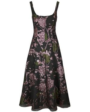 Lela Rose Olivia Floral-Jacquard Maxi Dress - Black