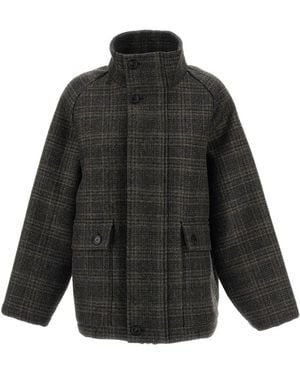 Barena Checked Wool-Blend Coat - Black