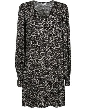 Mar De Margaritas Floral-Print Smocked Mini Dress - Black