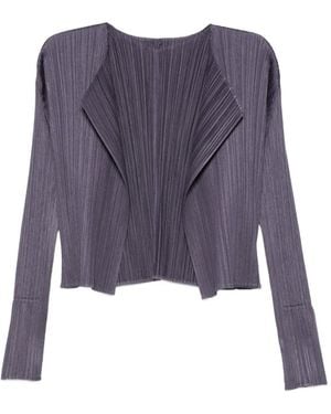 Pleats Please Issey Miyake Cardigan Con Pieghe - Viola