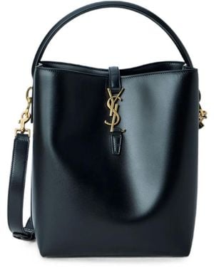 Saint Laurent Le 37 Smooth Leather Bucket Bag - Blue
