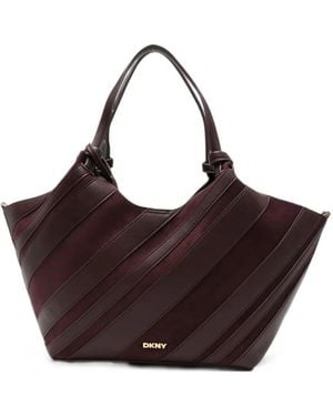 DKNY Mittelgroßer Paula Tote Bag Mit Diagonalen Streifen - Braun
