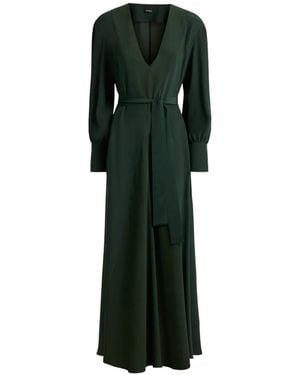 Kiton Robe Longue Ceinturée En Soie - Vert