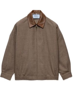 Prada Jack Met Pied-De-Poule Print - Bruin