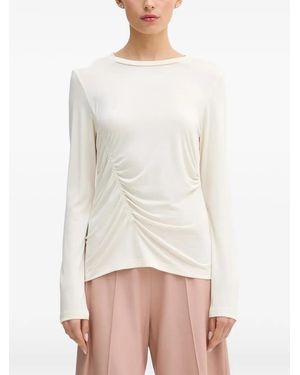 Sisley Ruched Long-Sleeve T-Shirt - White