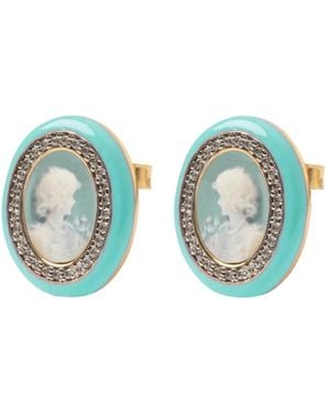Cameo & Beyond Glam Ladies Stud Earrings - Blue