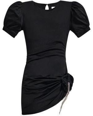 Area Vestido corto con manga farol y apliques de cristal - Negro