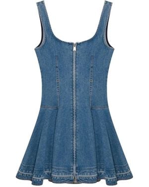 Jonathan Simkhai Eleodra Zip-Front Flared Denim Mini Dress - Blue