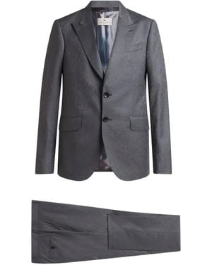 Etro Floral Paisley Single-Breasted Suit - Grey