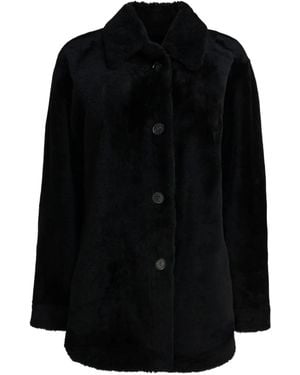 Semler Single-Breated Reversible Leather Coat - Black