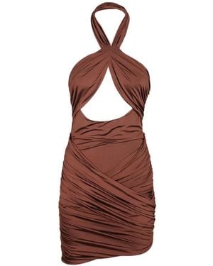 Amen Vestido Midi Drapeado - Marrón