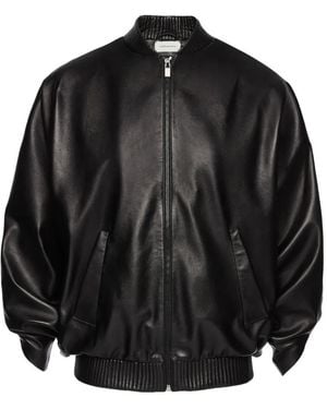 Magda Butrym Ribbed-Trim Leather Jacket - Black