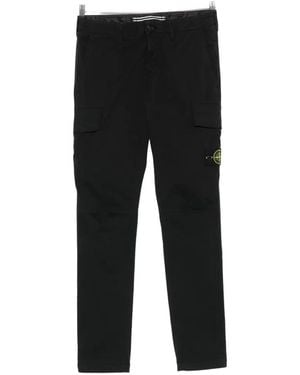 Stone Island Logo-Patch Cargo Trousers - Black