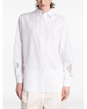 Magda Butrym Lace-Trimmed Cut-Out Shirt - White