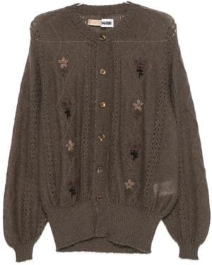 Magliano Cor Flower-Embroidered Cardigan - Brown