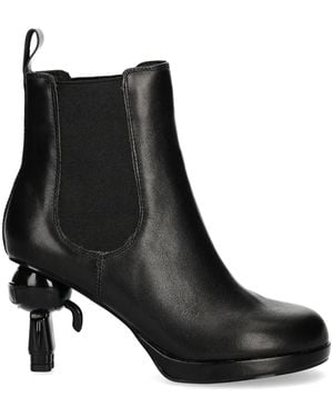 Karl Lagerfeld レザー アンクルブーツ - ブラック