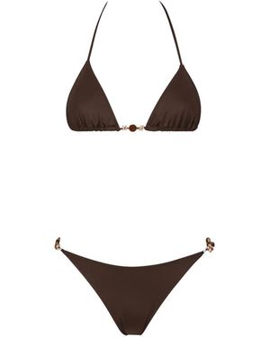 Anjuna Bead-Embellished Triangle Bikini - White