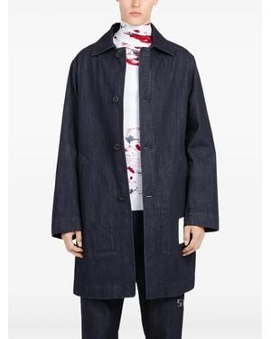 Ferragamo Cappotto Denim Con Bottoni - Blu