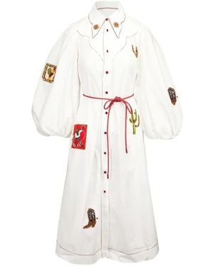 ALÉMAIS Westwood Embellished Shirt Dress - White