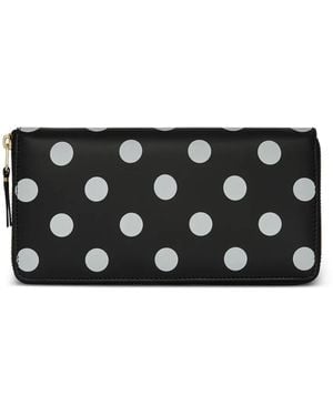Comme des Garçons Polka Dot-Print Leather Wallet - Black