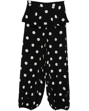 Adriana Degreas Polka-Dot Ruffled Trousers - Black
