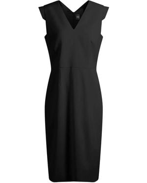 BOSS V-Neck Cap-Sleeve Midi Dress - Black